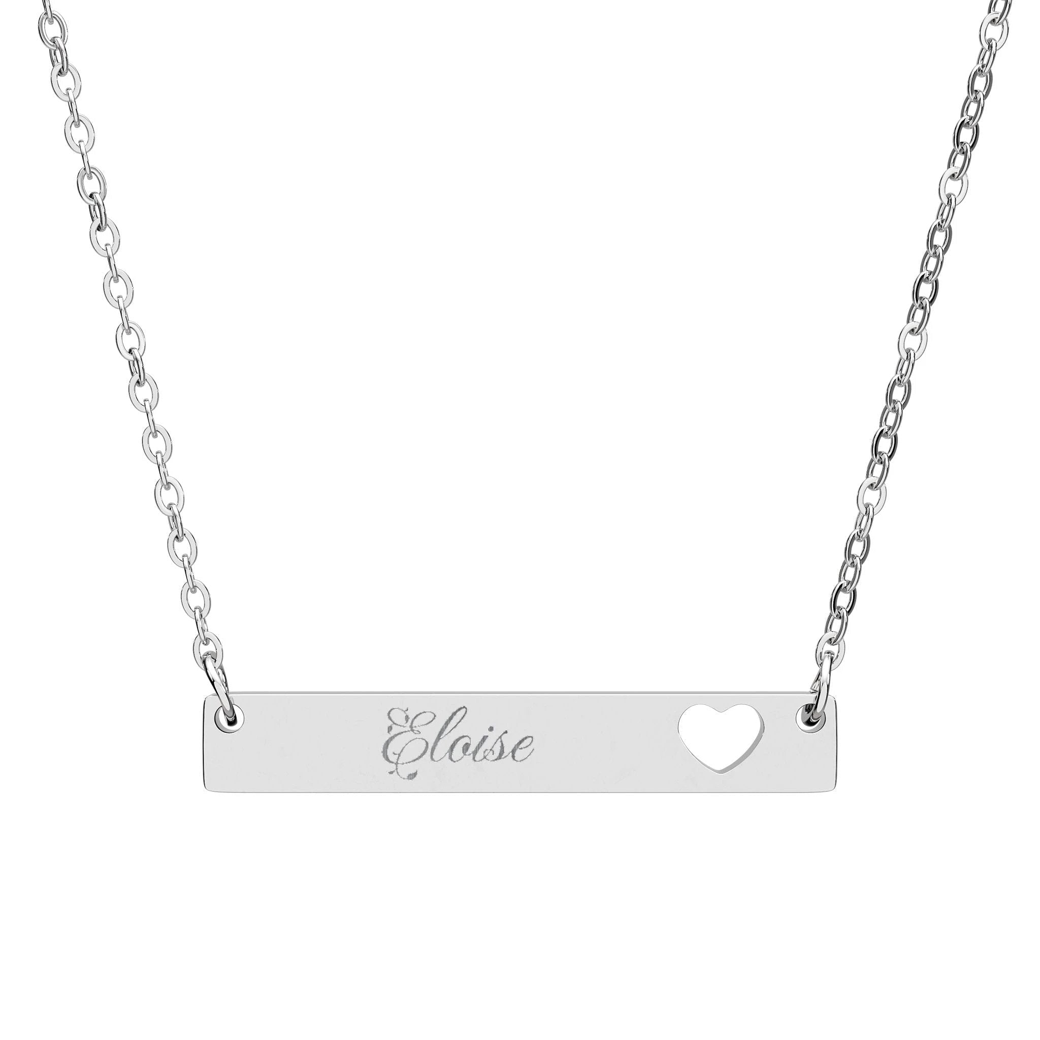 Engraved Heart Bar Necklace - Personalized Jewelry, Gift for Her, Love Necklace, Anniversary Gift, Custom Name Necklace by Printify