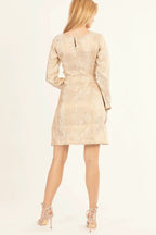Enya Tan Mini Dress with Hand Embroidery by Raas