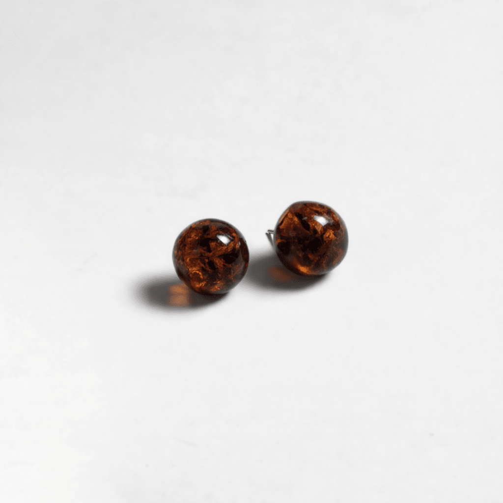 Erika Amber Stud Round Earrings Natural Resin Energetic - Mexico Jewelry La Vie Bien Erika Amber Stud Round Earrings Natural Resin Energetic - Mexico