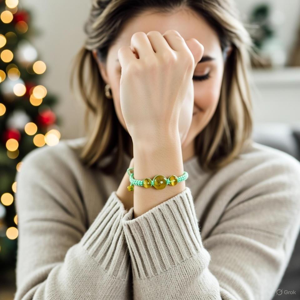 Erika Triple Amber Macrame Pull String Bracelet - Mexico Bracelets La Vie Bien Erika Triple Amber Macrame Pull String Bracelet - Mexico