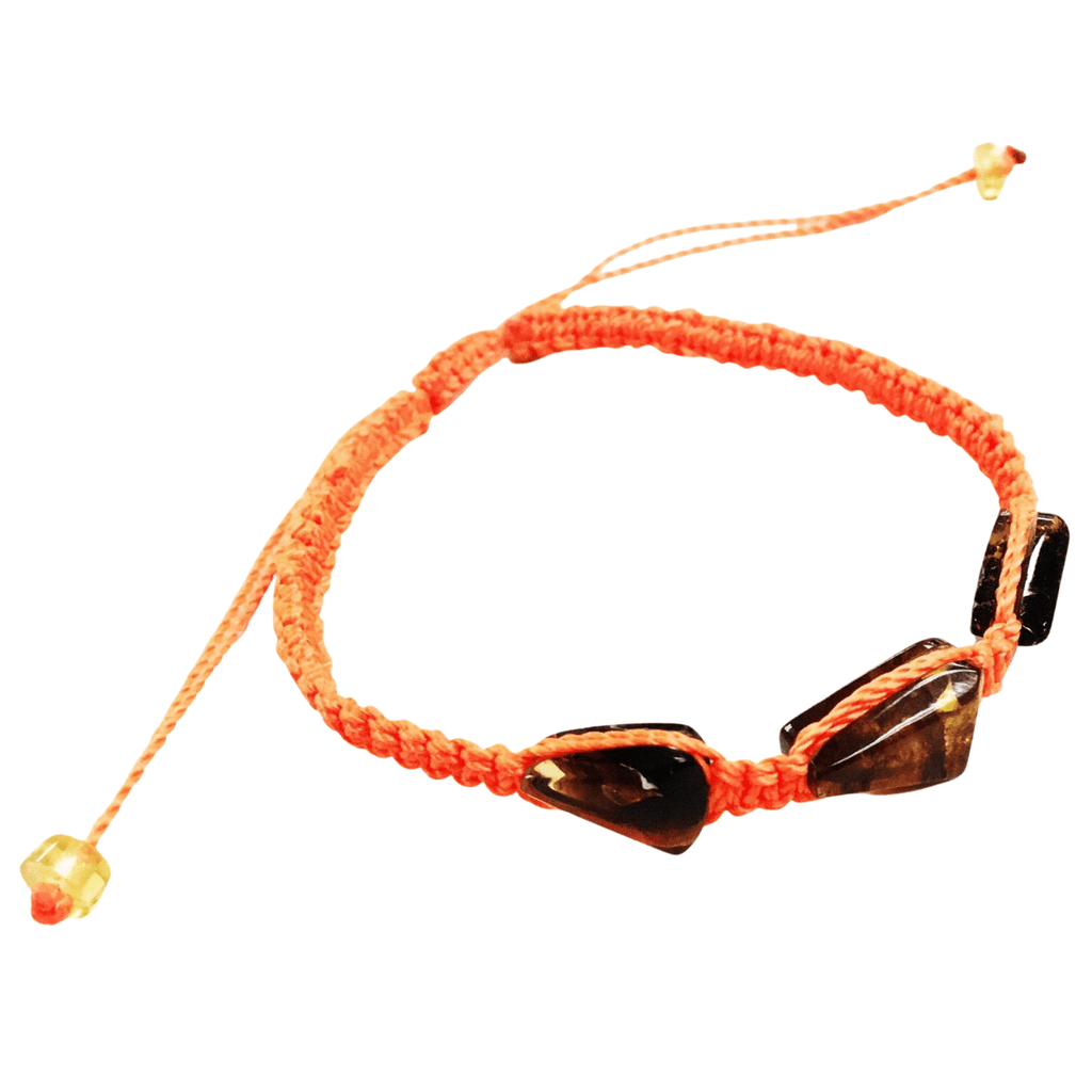 Erika Triple Amber Macrame Pull String Bracelet - Mexico Bracelets La Vie Bien Erika Triple Amber Macrame Pull String Bracelet - Mexico