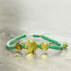 Erika Triple Amber Macrame Pull String Bracelet - Mexico Bracelets La Vie Bien Erika Triple Amber Macrame Pull String Bracelet - Mexico