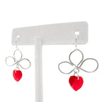 Eros silver with red crystal heart earrings by Alegria Accessories Inc
