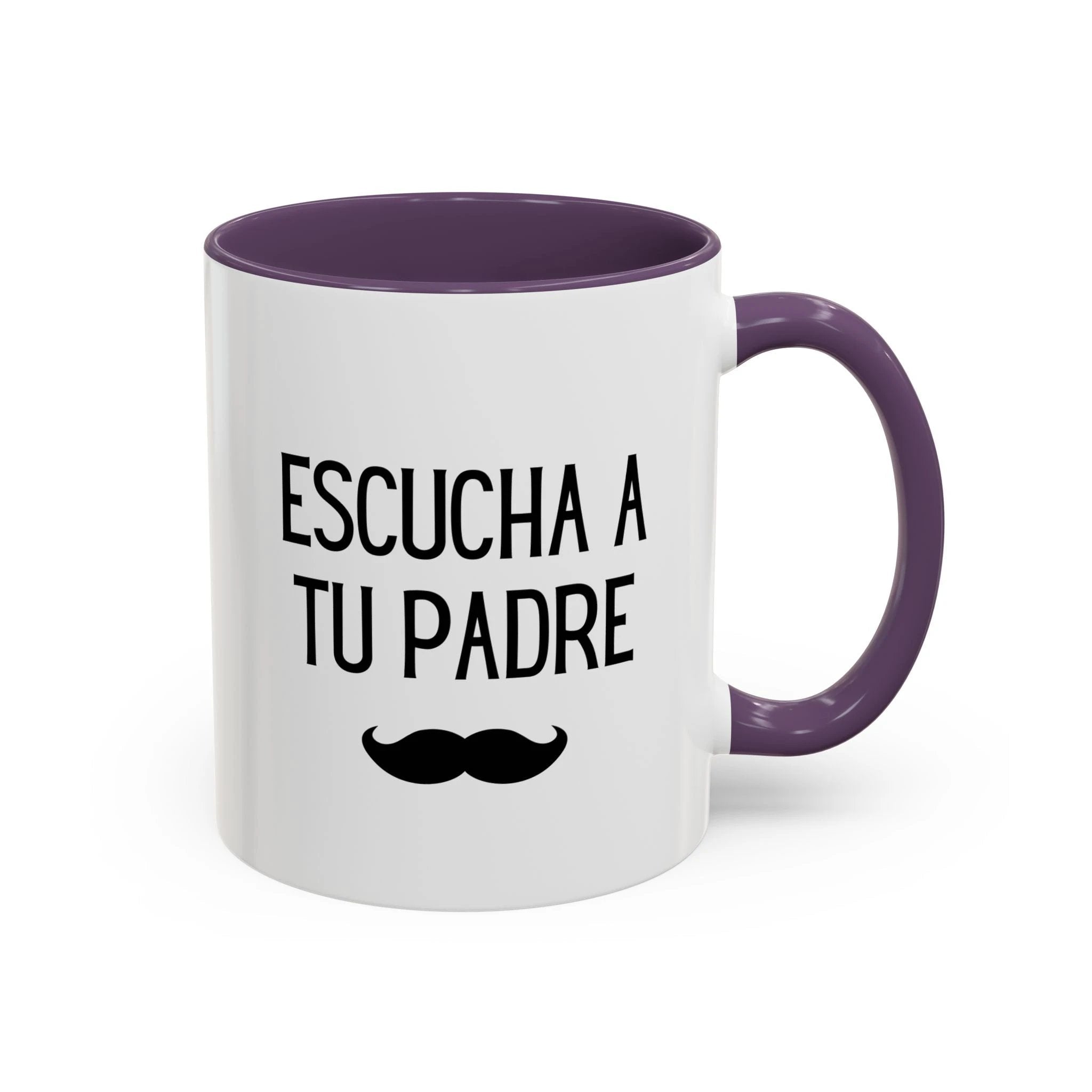 Escucha a tu padre Coffee Mug, Accent 11/15oz, Spanish quote mustache by Printify