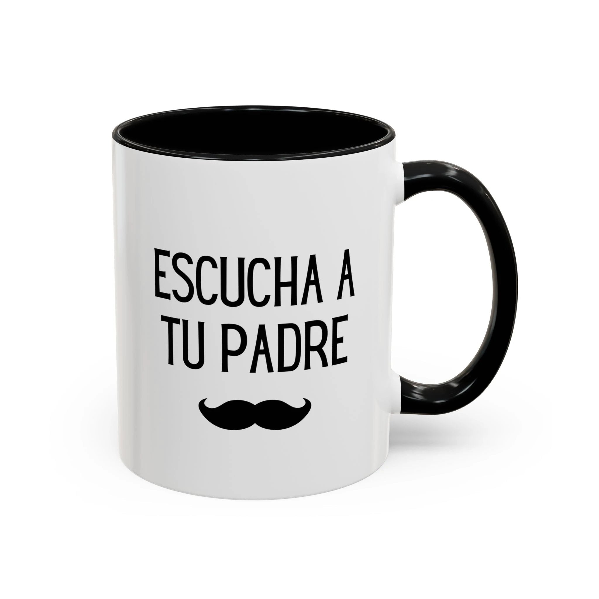 Escucha a tu padre Coffee Mug, Accent 11/15oz, Spanish quote mustache by Printify