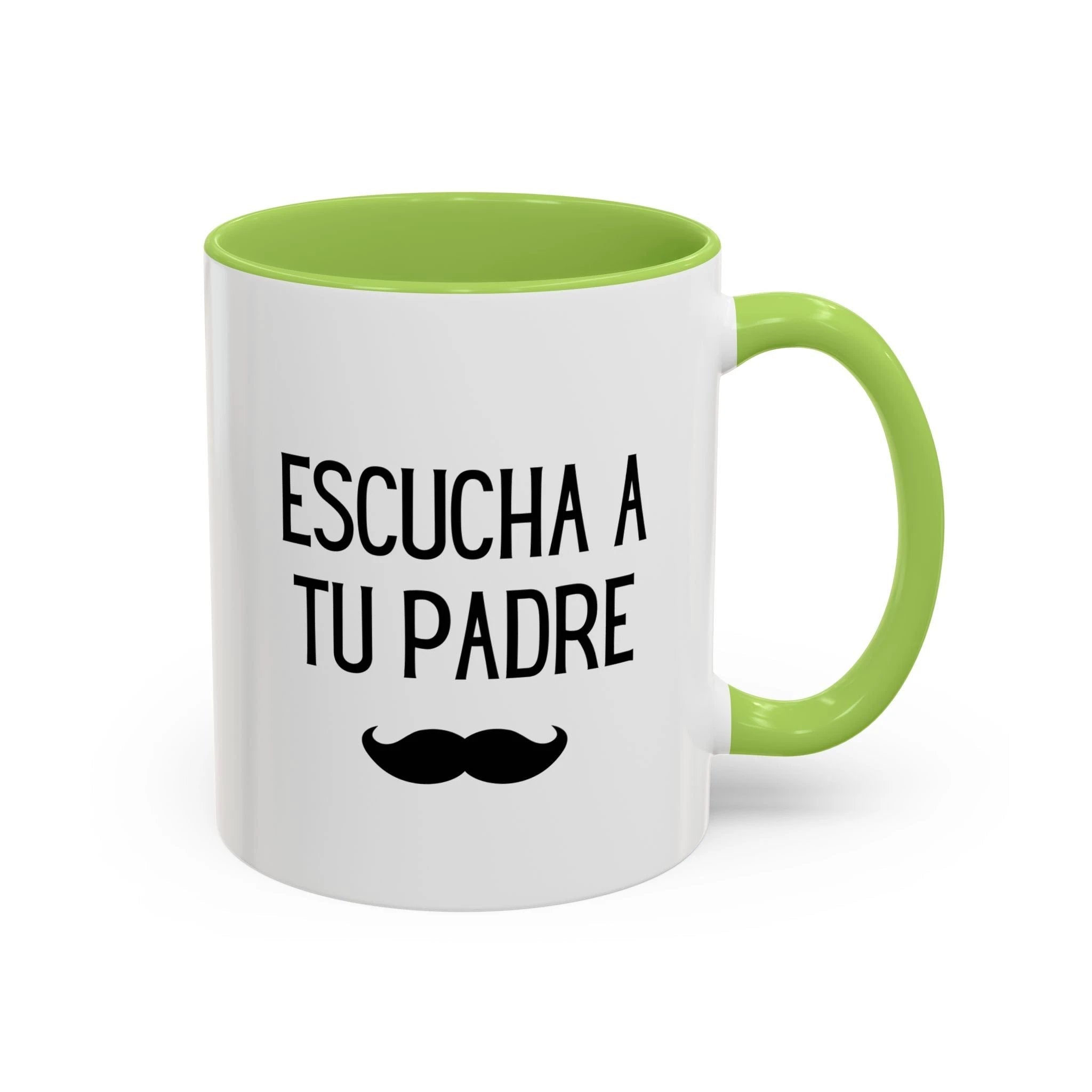 Escucha a tu padre Coffee Mug, Accent 11/15oz, Spanish quote mustache by Printify