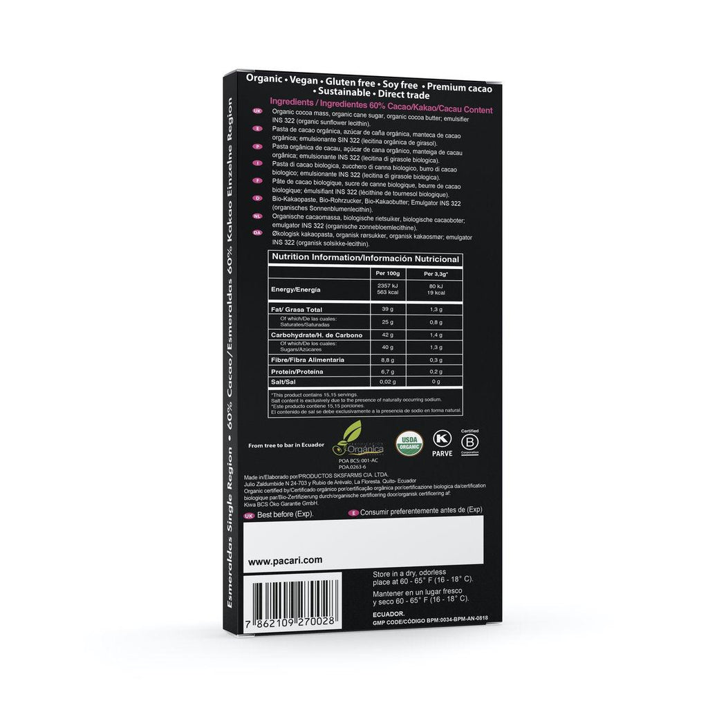 Esmeraldas 60% Organic Chocolate Bar Chocolate La Vie Bien Esmeraldas 60% Organic Chocolate Bar