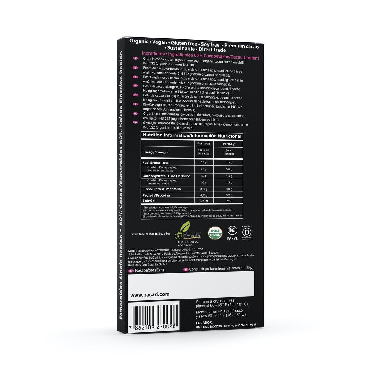 Esmeraldas 60% Organic Chocolate Bar Chocolate La Vie Bien Esmeraldas 60% Organic Chocolate Bar