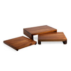 Etage Set Of 3 Acacia Serving Pedestals Core La Vie Bien Etage Set Of 3 Acacia Serving Pedestals