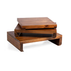 Etage Set Of 3 Acacia Serving Pedestals Core La Vie Bien Etage Set Of 3 Acacia Serving Pedestals