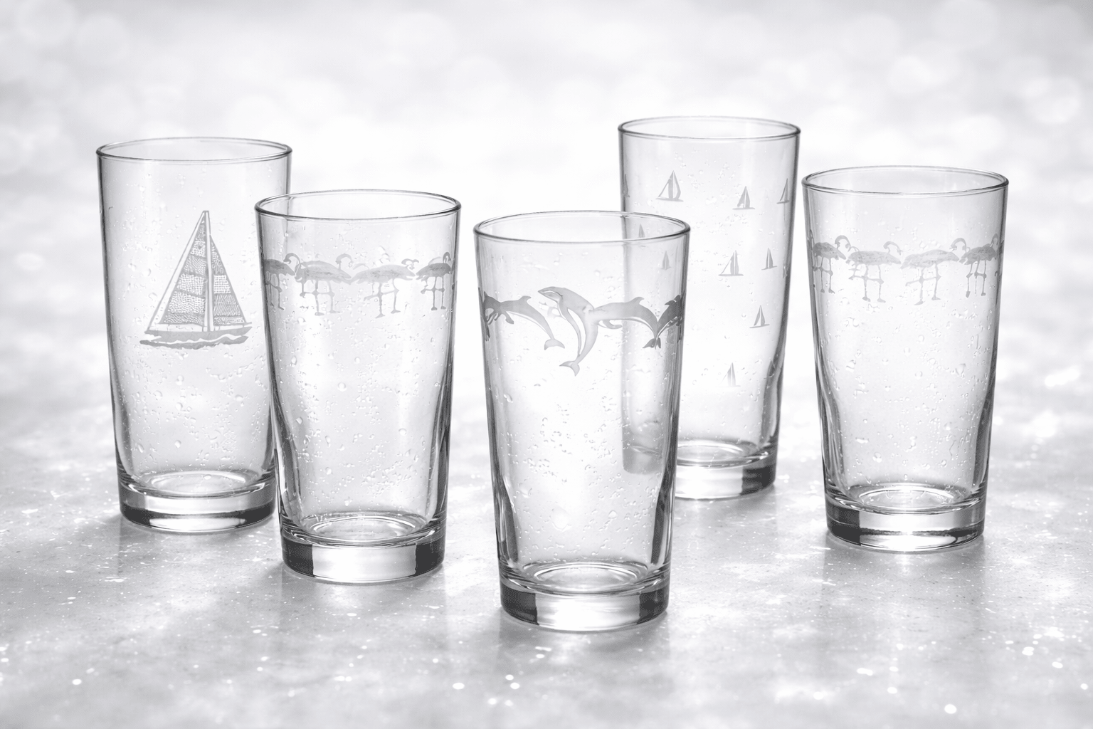 Etched Highball Glass – 15oz Dishes La Vie Bien Etched Highball Glass – 15oz