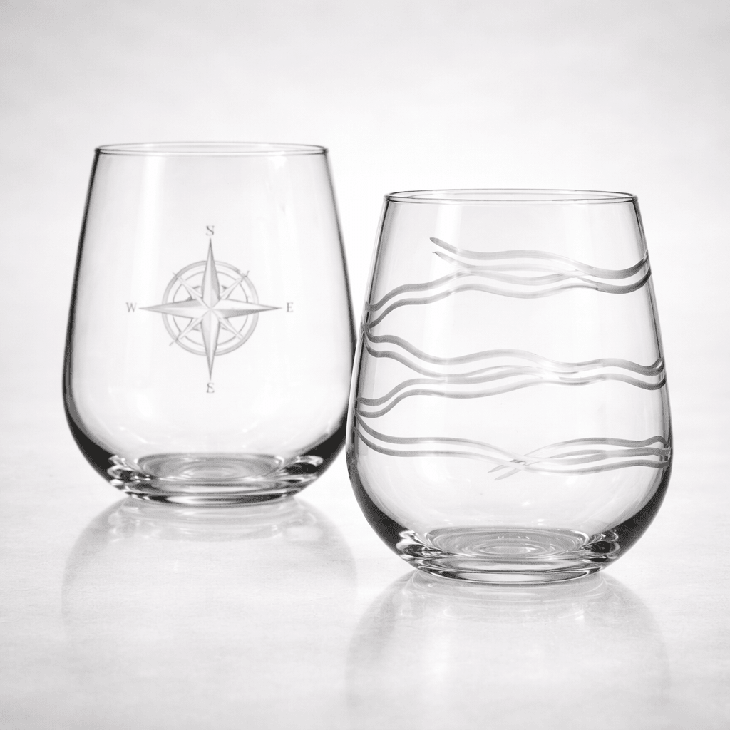 Etched Stemless Wine Glass – 17oz Dishes La Vie Bien Etched Stemless Wine Glass – 17oz