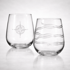 Etched Stemless Wine Glass – 17oz Dishes La Vie Bien Etched Stemless Wine Glass – 17oz