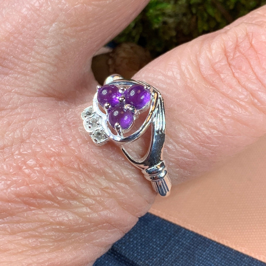 Eternity Amethyst Irish Claddagh Ring in Sterling Silver Ring La Vie Bien Eternity Amethyst Irish Claddagh Ring in Sterling Silver