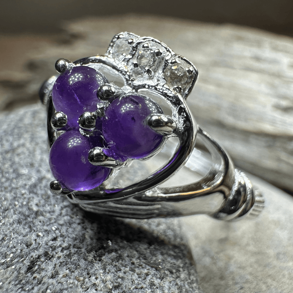Eternity Amethyst Irish Claddagh Ring in Sterling Silver Ring La Vie Bien Eternity Amethyst Irish Claddagh Ring in Sterling Silver