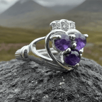 Eternity Amethyst Irish Claddagh Ring in Sterling Silver Ring La Vie Bien Eternity Amethyst Irish Claddagh Ring in Sterling Silver