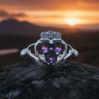 Eternity Amethyst Irish Claddagh Ring in Sterling Silver Ring La Vie Bien Eternity Amethyst Irish Claddagh Ring in Sterling Silver