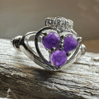 Eternity Amethyst Irish Claddagh Ring in Sterling Silver Ring La Vie Bien Eternity Amethyst Irish Claddagh Ring in Sterling Silver