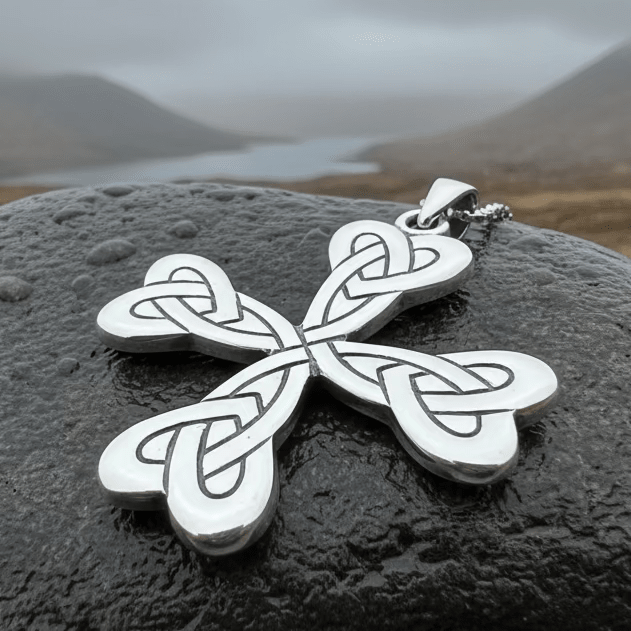Ethereal Celtic Cross Necklace in Sterling Silver Pendant La Vie Bien Ethereal Celtic Cross Necklace in Sterling Silver