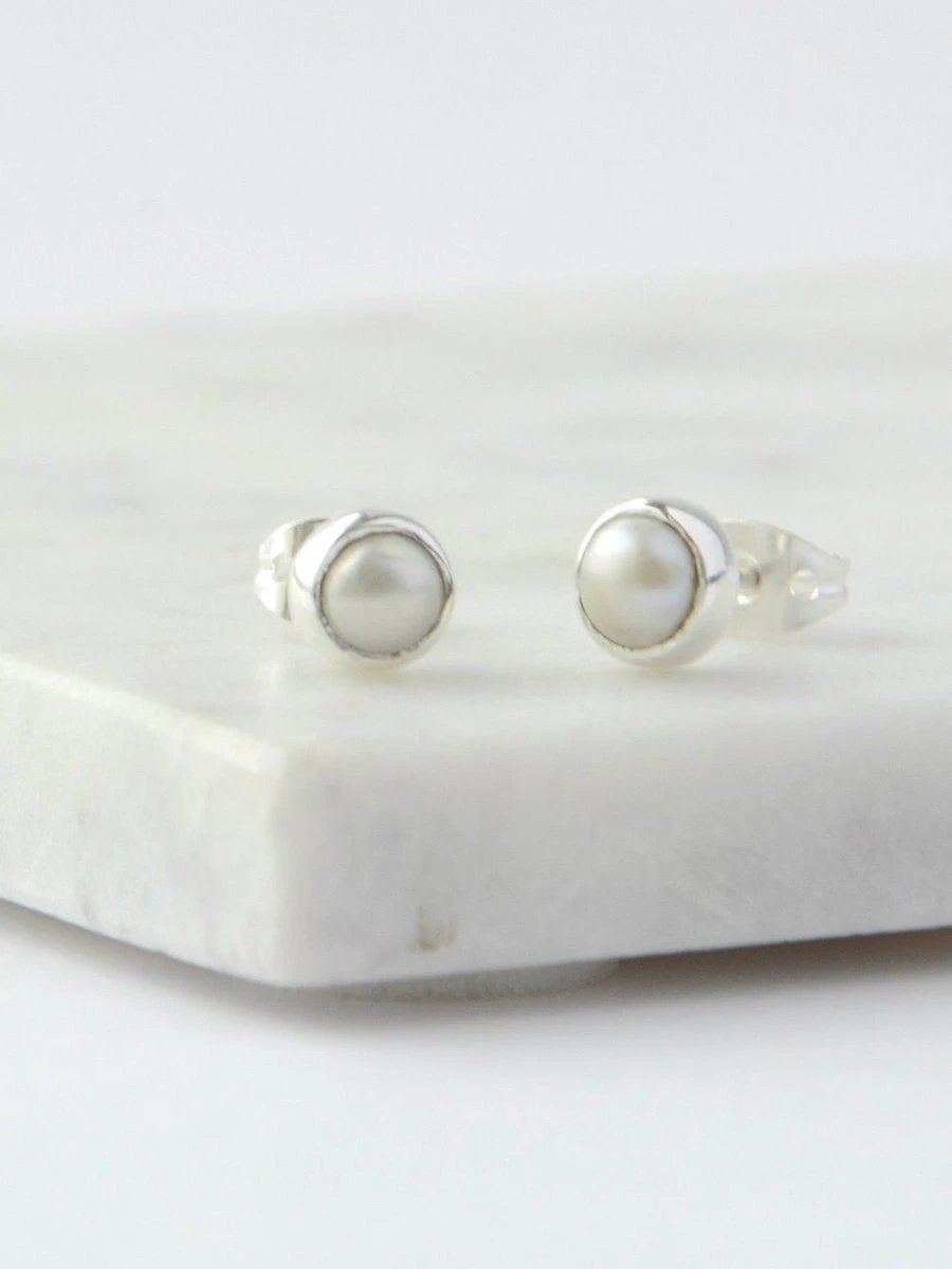 Ethereal Pearl Studs by Fair Anita