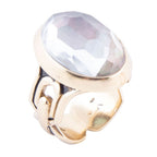 Etto Black Mother of Pearl Golden Dome Statement Ring
