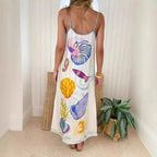 Eurochic Satin Beach Dress with Sea Life Print – Coastal Vacation Vibes La Vie Bien Eurochic Satin Beach Dress with Sea Life Print – Coastal Vacation Vibes