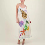 Eurochic Satin Beach Dress with Sea Life Print – Coastal Vacation Vibes La Vie Bien Eurochic Satin Beach Dress with Sea Life Print – Coastal Vacation Vibes