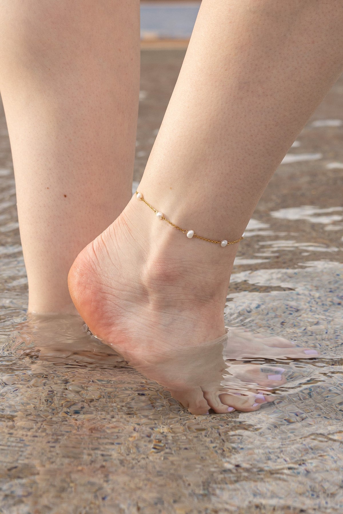 Evelynn Anklet in Freshwater Pearl anklet La Vie Bien Evelynn Anklet in Freshwater Pearl