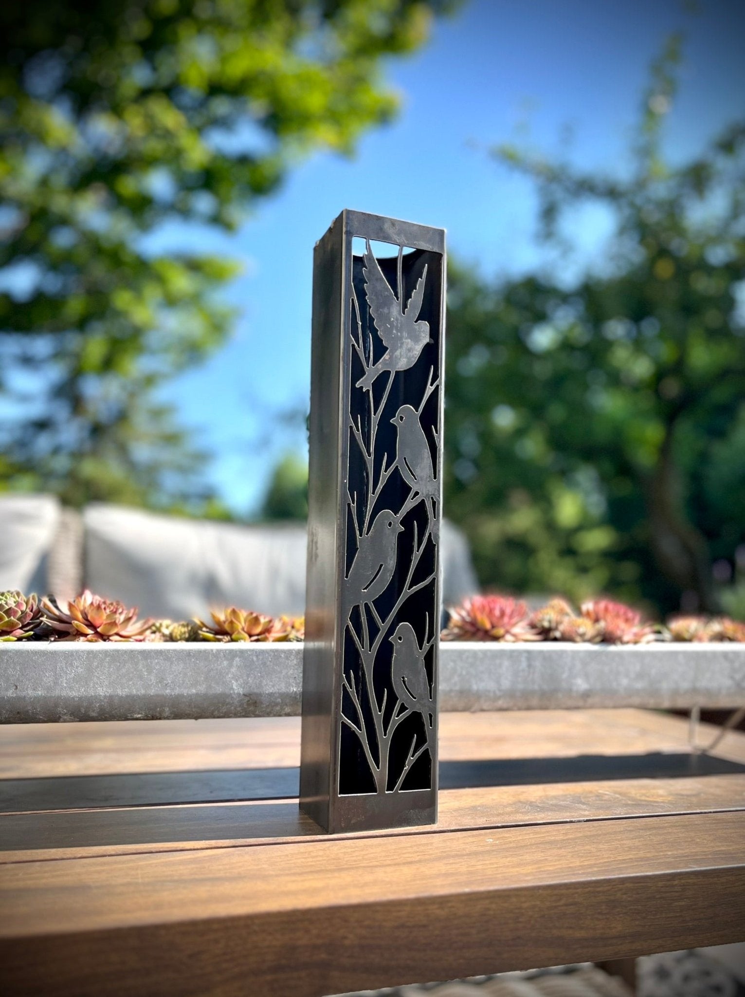 Evening Aviary Luminary Pillars w/ Solar Cap