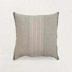 Everett Cotton Pillow Cover, Grey & Green Stripes by White Cliff Studio