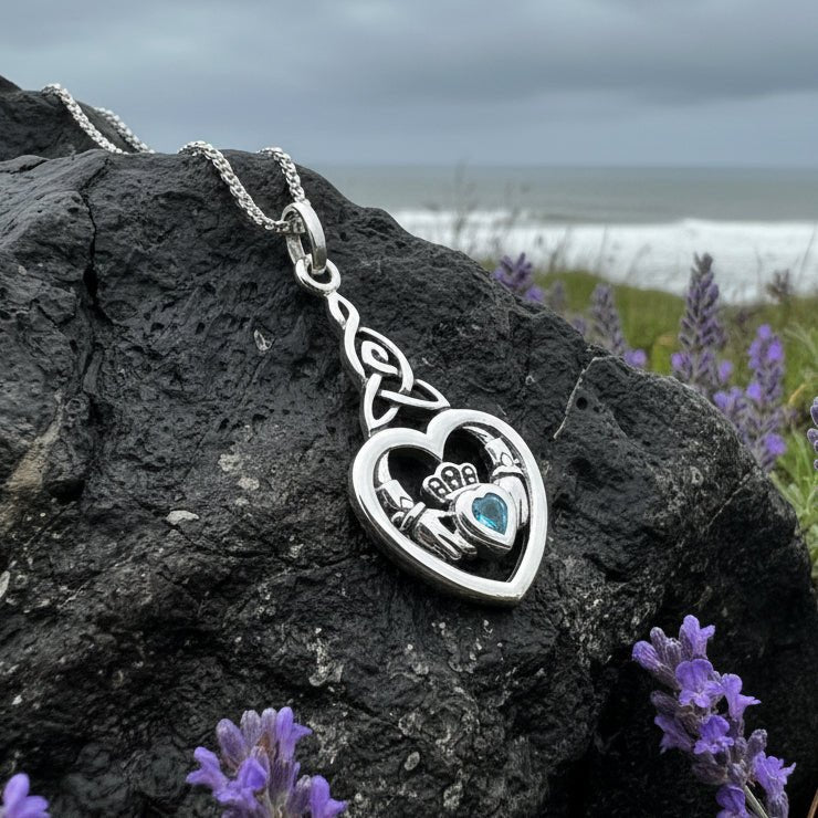 Evermore Irish Claddagh Necklace in Sterling Silver Pendant La Vie Bien Evermore Irish Claddagh Necklace in Sterling Silver
