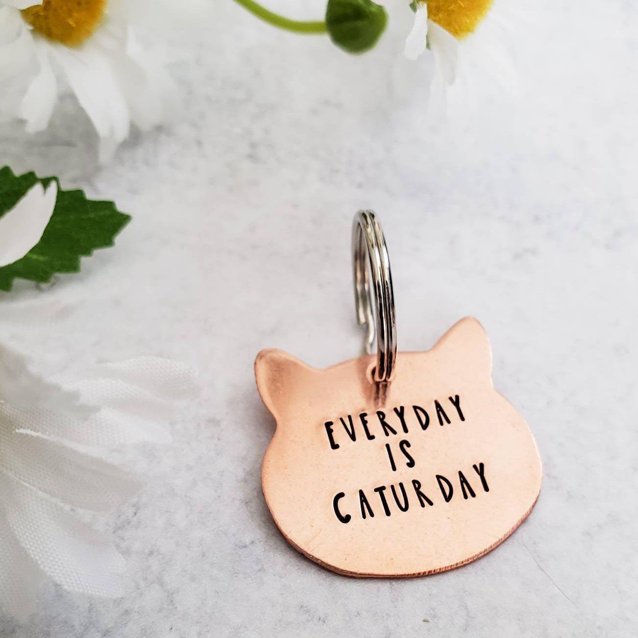 EVERYDAY IS CATURDAY Copper Cat Keychain Key Chain La Vie Bien EVERYDAY IS CATURDAY Copper Cat Keychain