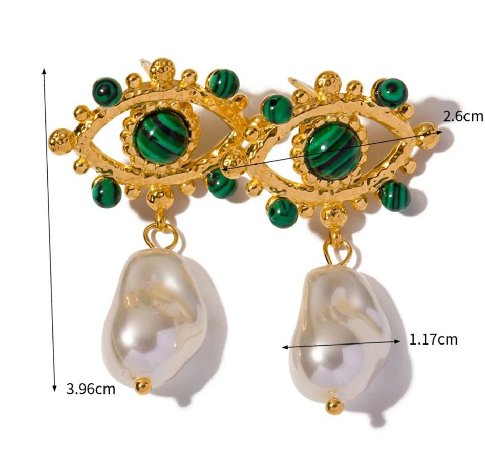 Evil Eye Earrings: Agate, Turquoise, Pearl Earrings La Vie Bien Evil Eye Earrings: Agate, Turquoise, Pearl