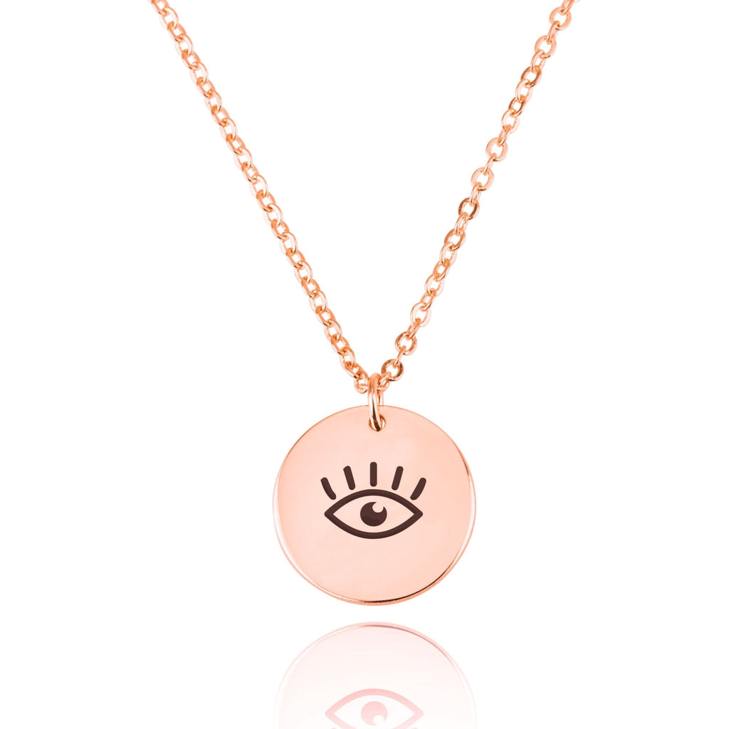 Evil Eye Engraving Disc Necklace La Vie Bien Evil Eye Engraving Disc Necklace