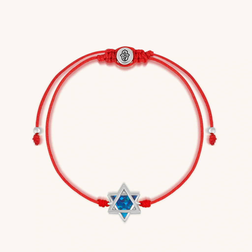 Evolved Soul Lab Blue Opal Star of David Red String Bracelet by Karma and Luck
