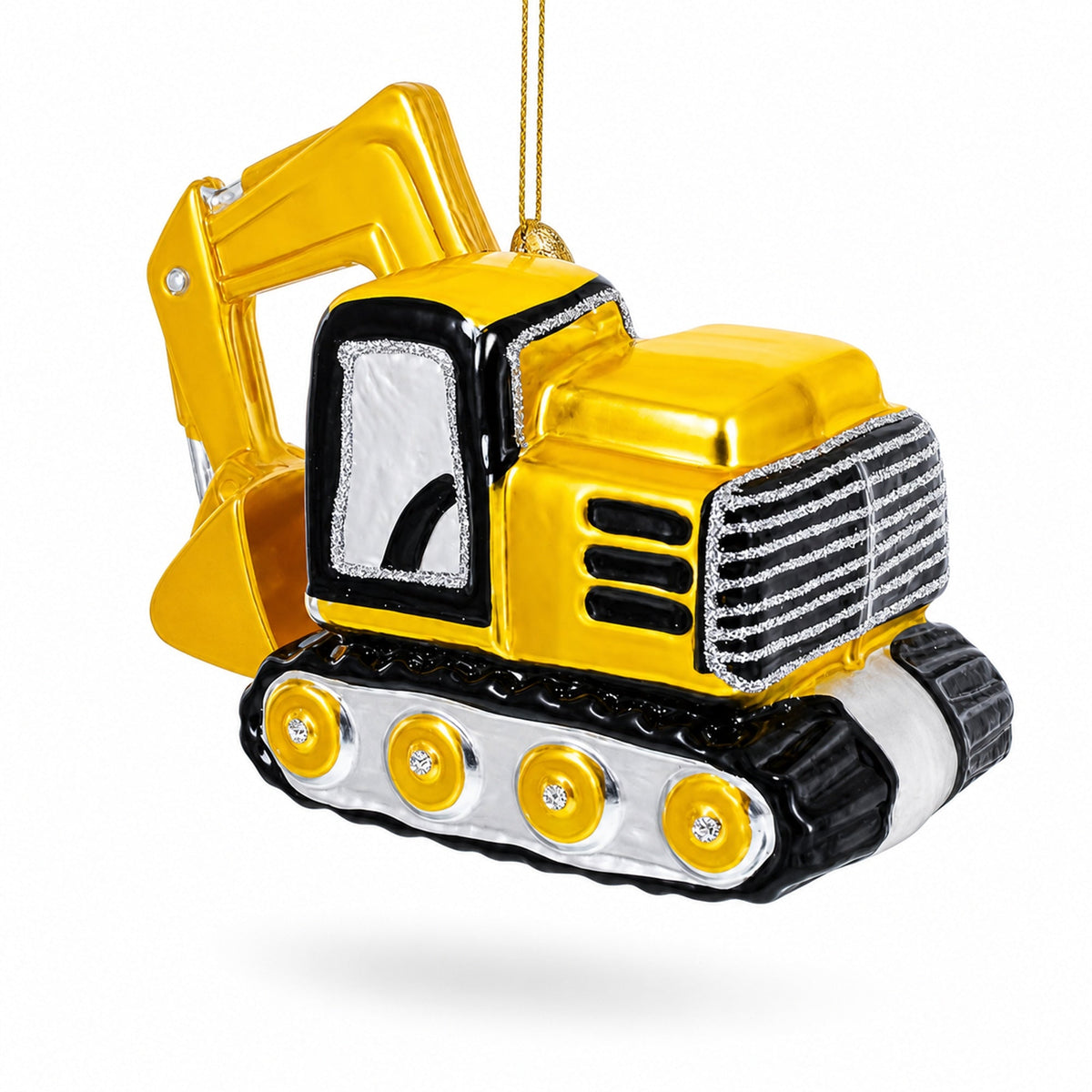 Excavator Construction Vehicle with Working Arm Glass Christmas Ornament Christmas Ornaments > Transportation La Vie Bien Excavator Construction Vehicle with Working Arm Glass Christmas Ornament