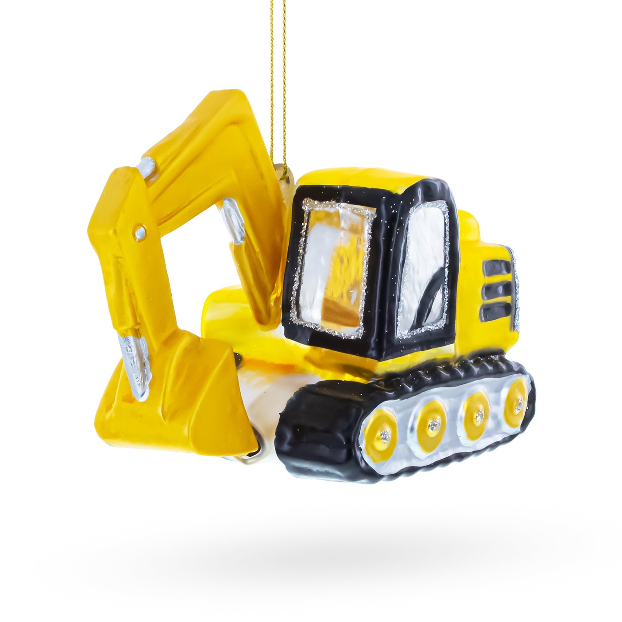 Excavator Construction Vehicle with Working Arm Glass Christmas Ornament Christmas Ornaments > Transportation La Vie Bien Excavator Construction Vehicle with Working Arm Glass Christmas Ornament