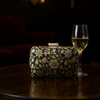 Exclusive Black Clutch with Golden Floral Design Clutch La Vie Bien Exclusive Black Clutch with Golden Floral Design