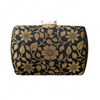 Exclusive Black Clutch with Golden Floral Design Clutch La Vie Bien Exclusive Black Clutch with Golden Floral Design