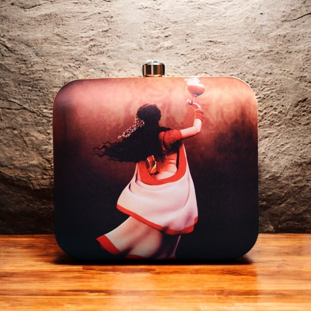 Exclusive Box Clutch with Dhunuchi Portrait Clutch La Vie Bien Exclusive Box Clutch with Dhunuchi Portrait