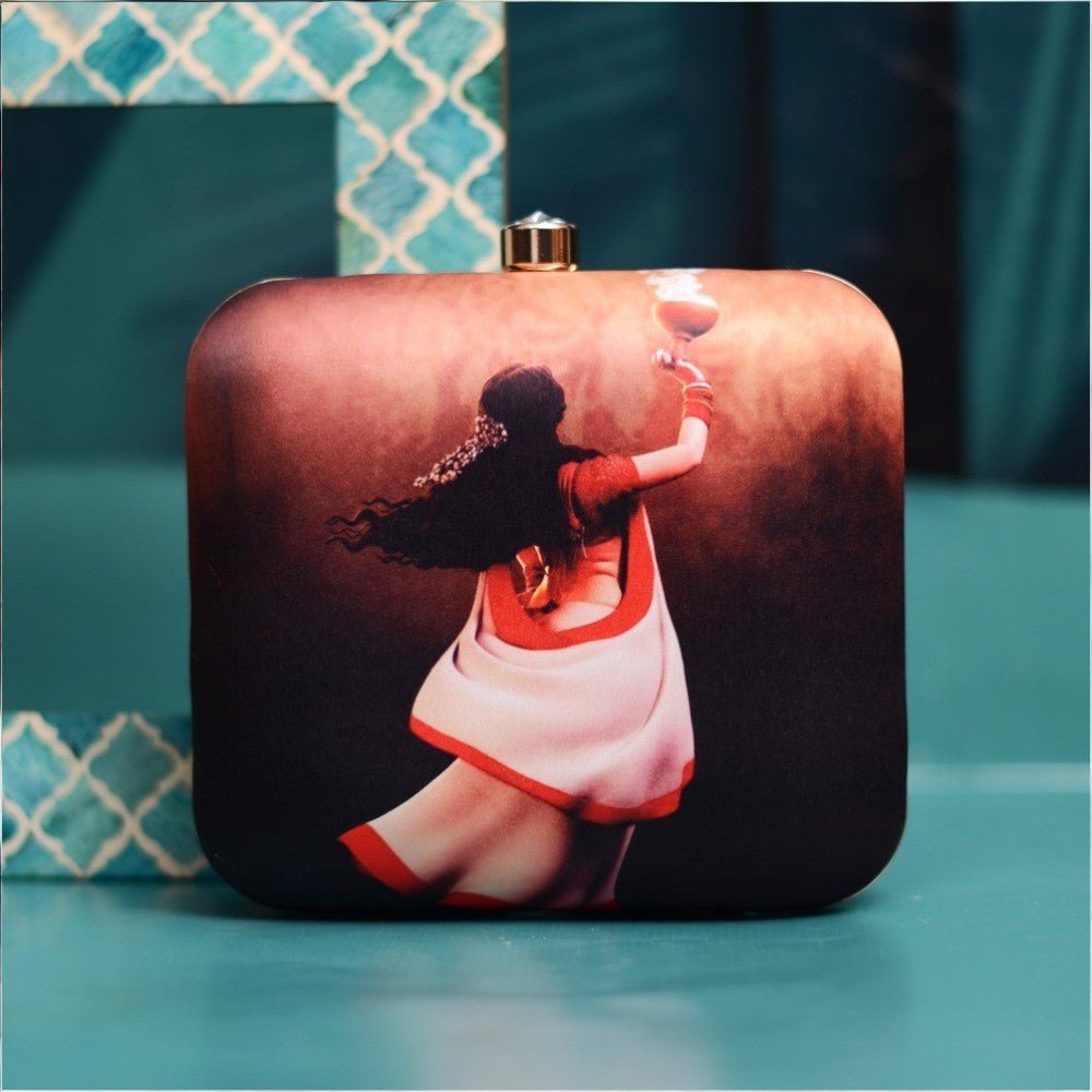 Exclusive Box Clutch with Dhunuchi Portrait Clutch La Vie Bien Exclusive Box Clutch with Dhunuchi Portrait