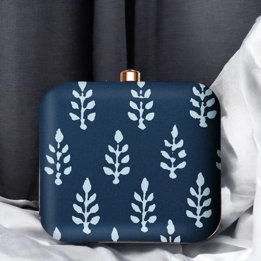 Exclusive Box Clutch with Leaf Design Clutch La Vie Bien Exclusive Box Clutch with Leaf Design