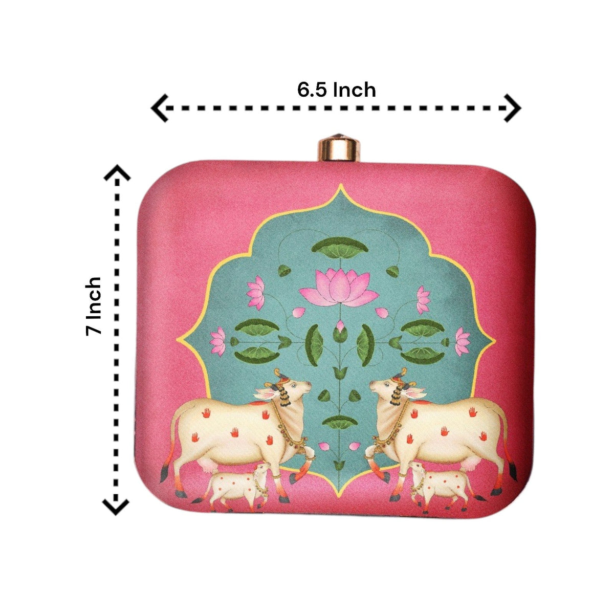 Exclusive Box Clutch with Pichawai & Calf Print Clutch La Vie Bien Exclusive Box Clutch with Pichawai & Calf Print
