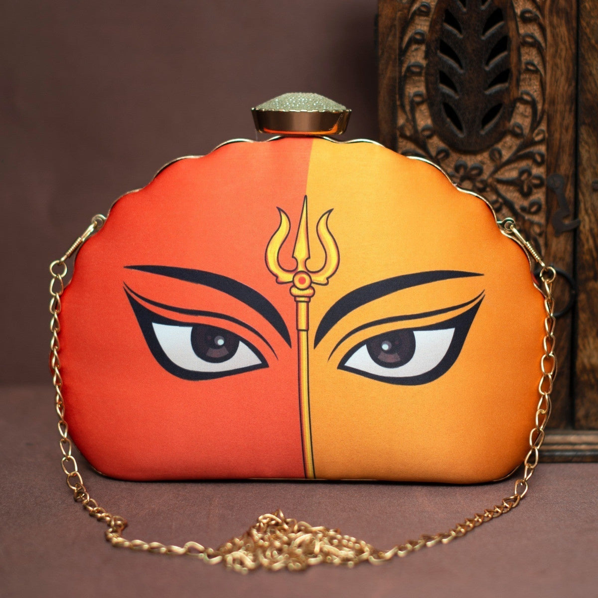 Exclusive Clutch with Eyes with Trishul Print Clutch La Vie Bien Exclusive Clutch with Eyes with Trishul Print