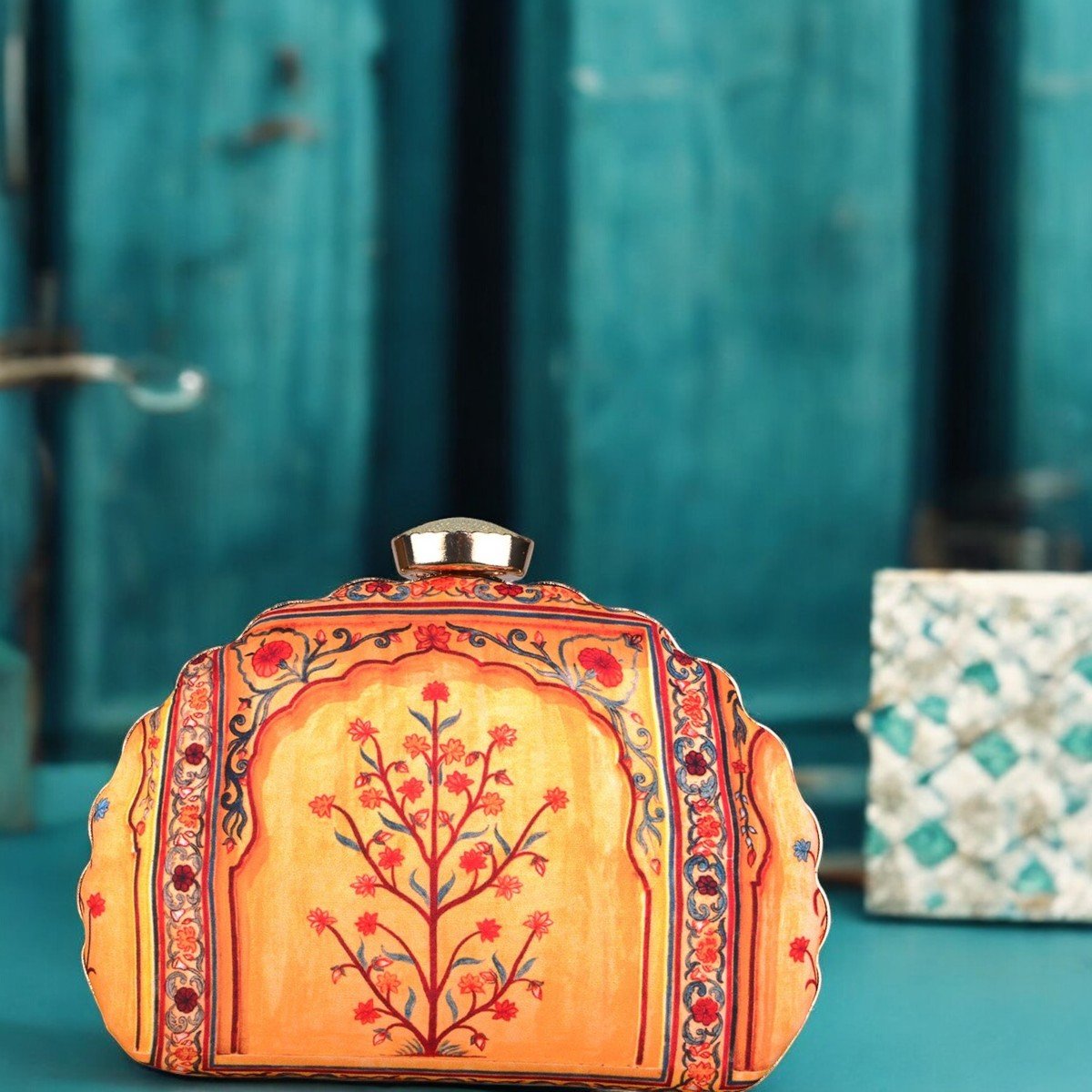 Exclusive Clutch with Floral Design & Unique Shape Clutch La Vie Bien Exclusive Clutch with Floral Design & Unique Shape