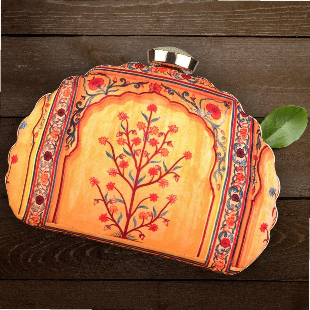 Exclusive Clutch with Floral Design & Unique Shape Clutch La Vie Bien Exclusive Clutch with Floral Design & Unique Shape