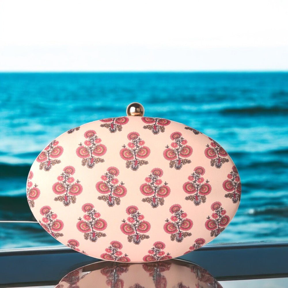 Exclusive Clutch with Flower Print & Metal Change Sling Clutch La Vie Bien Exclusive Clutch with Flower Print & Metal Change Sling