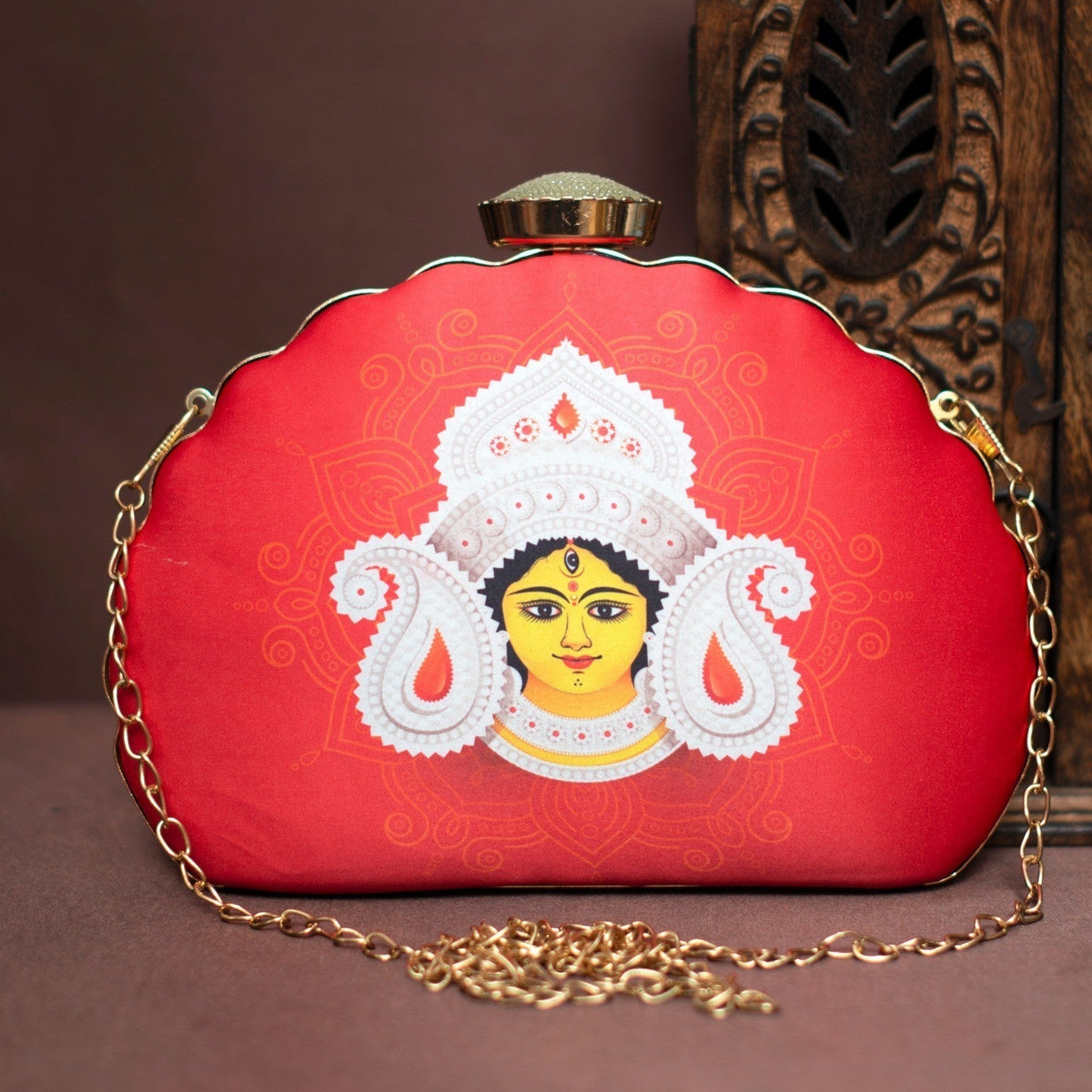 Exclusive Clutch with Maa Durga Portrait Clutch La Vie Bien Exclusive Clutch with Maa Durga Portrait