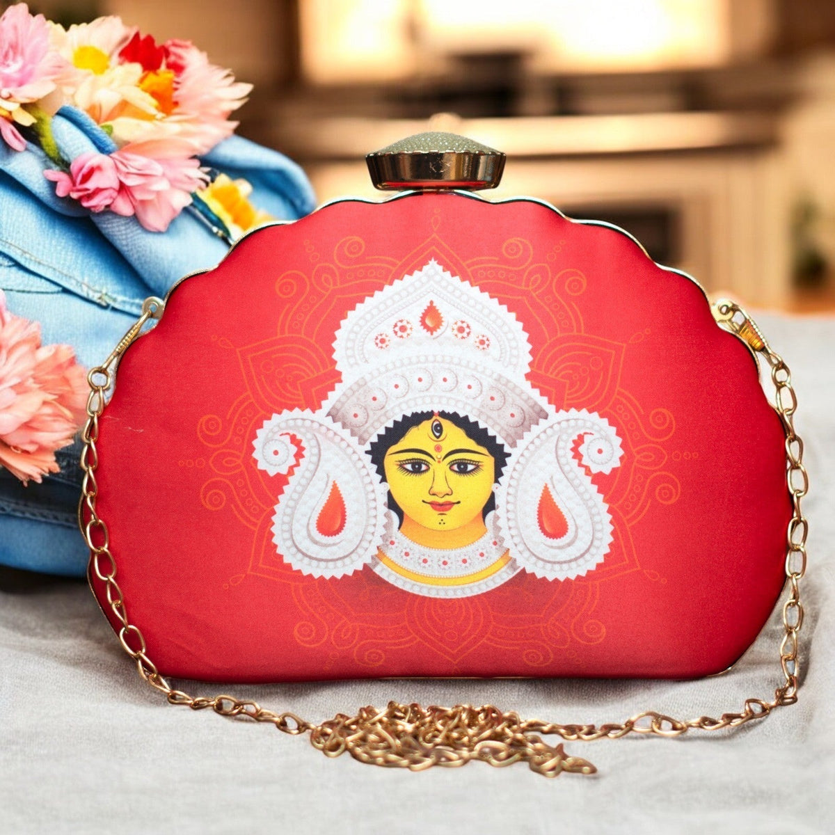 Exclusive Clutch with Maa Durga Portrait Clutch La Vie Bien Exclusive Clutch with Maa Durga Portrait