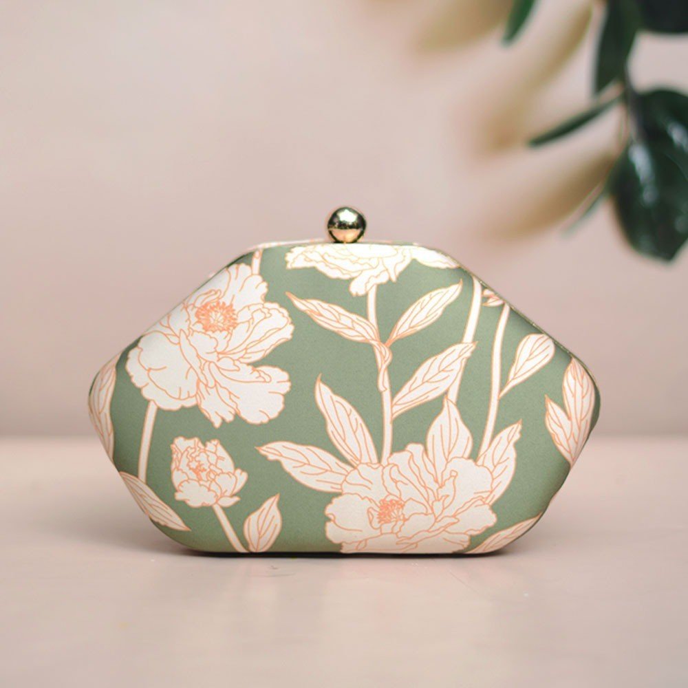 Exclusive Clutch with Unique Shape & Leaf Print Clutch La Vie Bien Exclusive Clutch with Unique Shape & Leaf Print